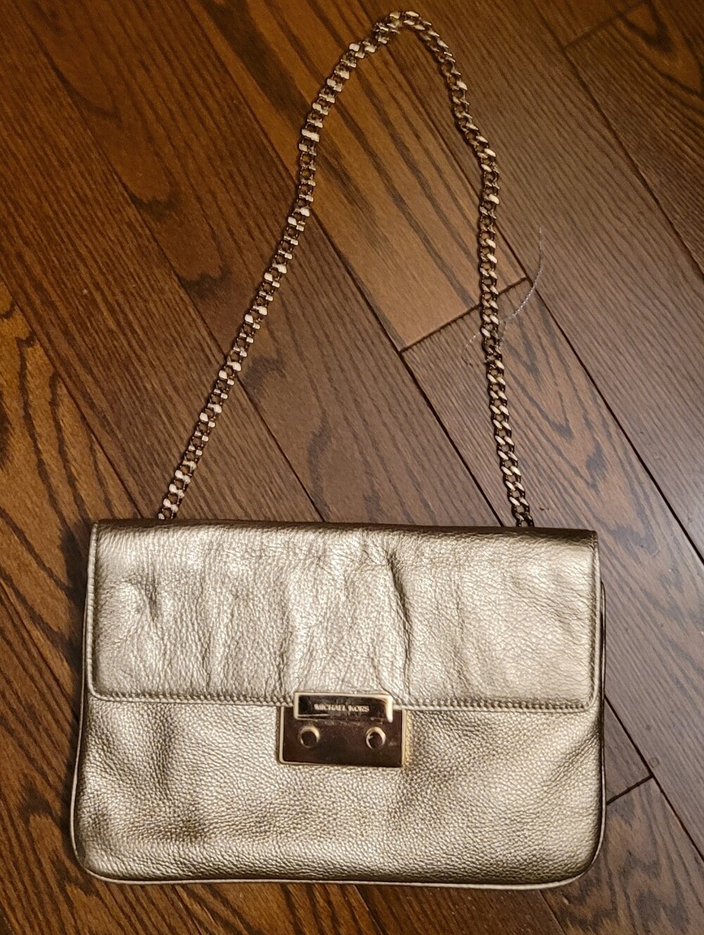 Michael Kors Metallic Gold Shoulder Bag/clutch with Chain Strap
